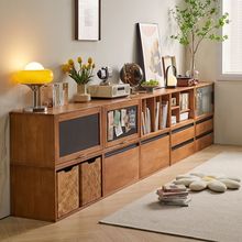 北欧日式实木模块柜自由组合格子柜客厅樱桃木展示书柜储物矮柜子