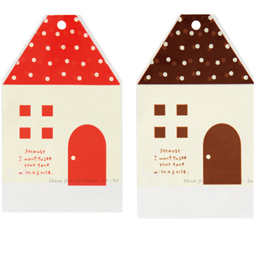 50个咖啡色小房子造型饼干/礼品/饰品/手工皂包装袋2个颜色选择