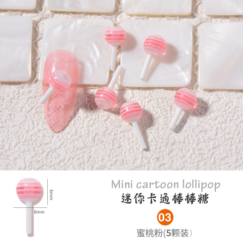 Internet Celebrity Nail Beauty New Product Lollipop Decoration Diamond Colorful Cartoon 3D 3D Simulation Magic Candy Nail Accessories