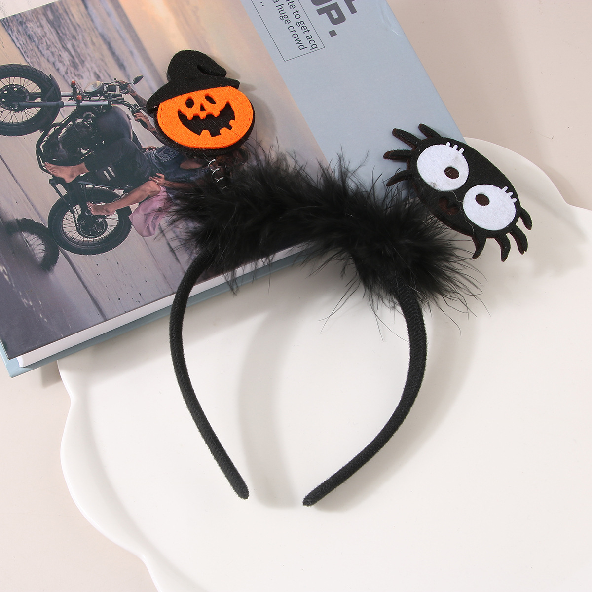 2024 Cross-Border European and American Halloween Funny Headband Ball Dress up Headdress Bow Witch Hat Pumpkin Headband Hair Accessories