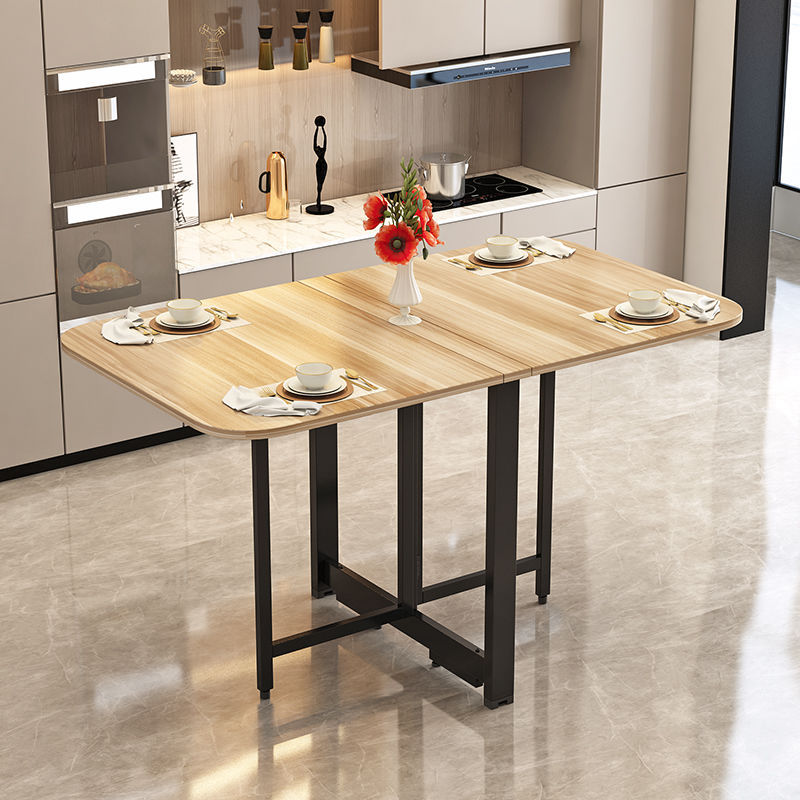 折叠桌超薄家用小户型简易饭桌多功能厨房省空间长方形用餐小桌子