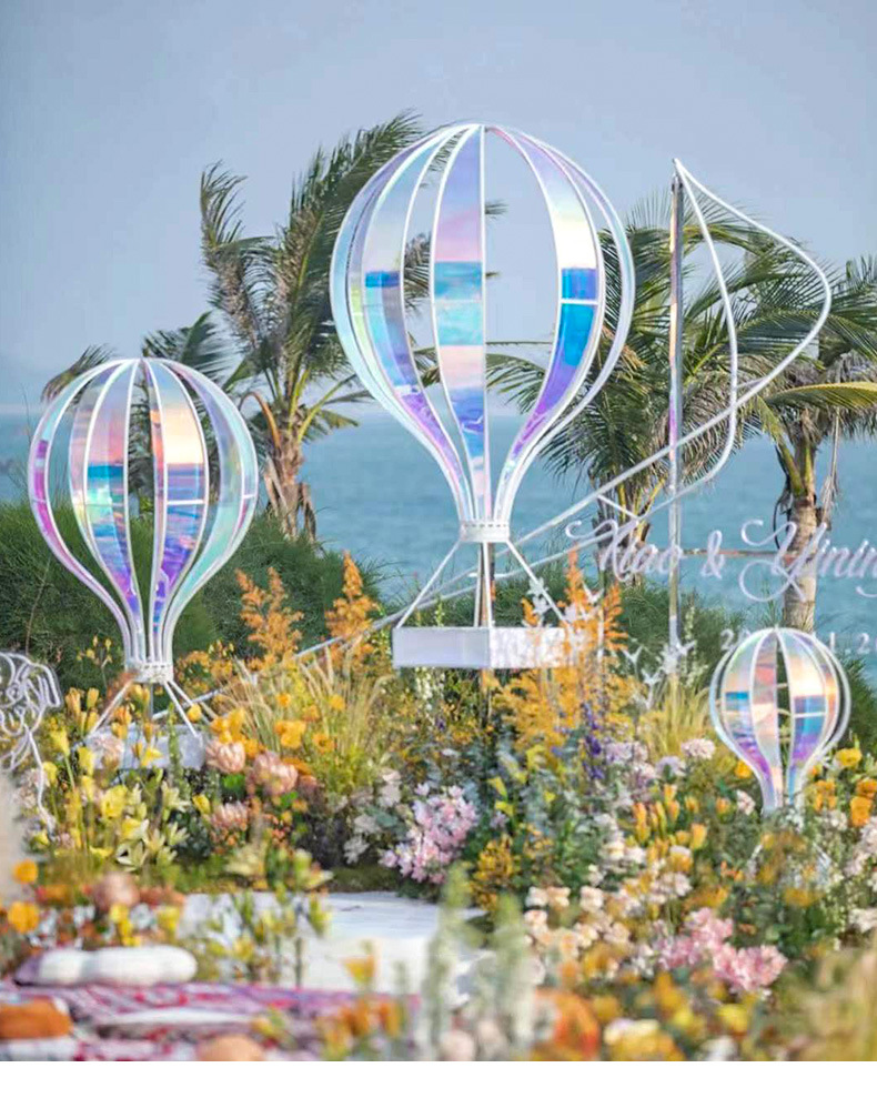 户外公园铁艺热气球落地摆件商场橱窗美陈开业道具场景布置装饰