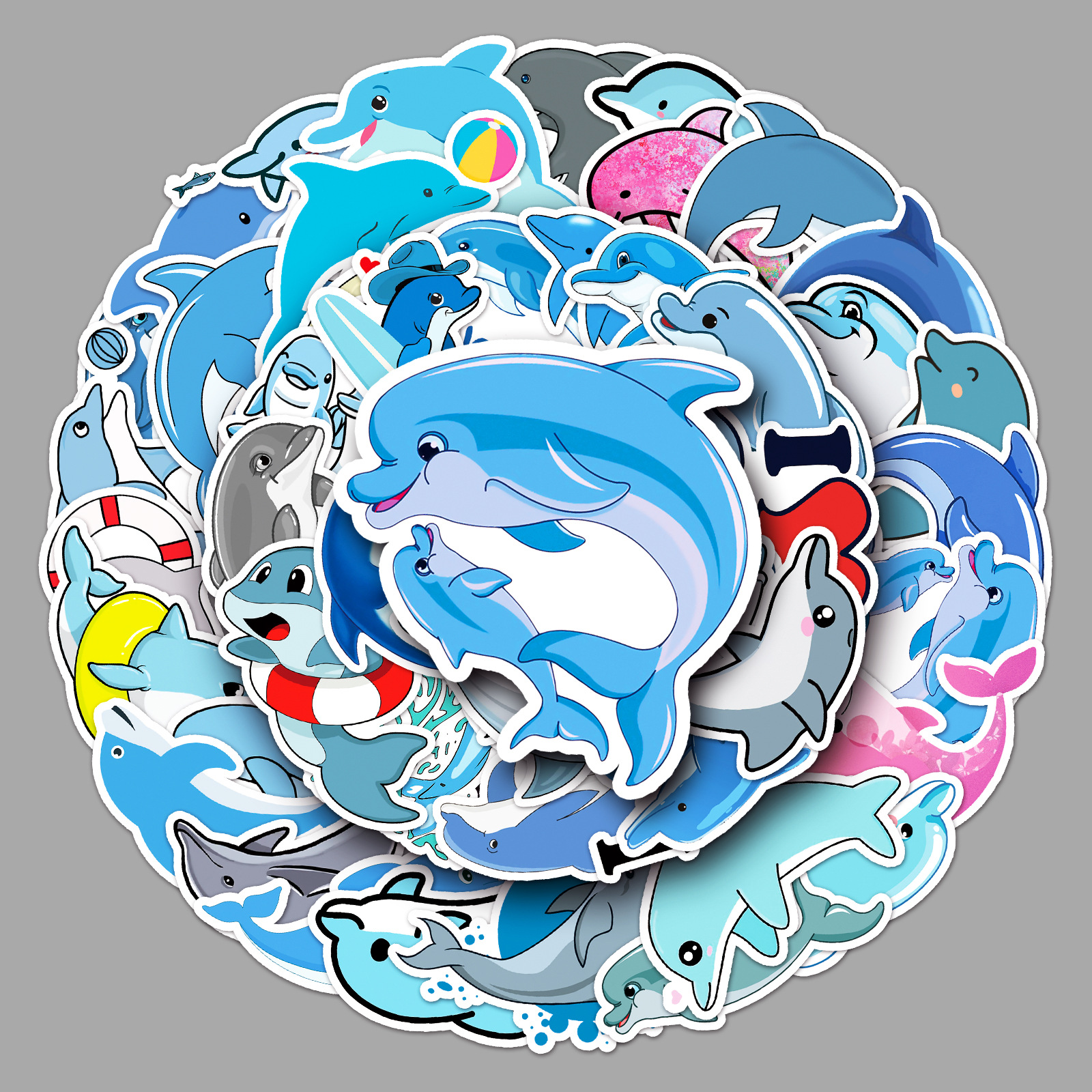 50张海豚动物卡通行李箱贴纸个性潮流涂鸦笔记本电脑汽车外贸装饰