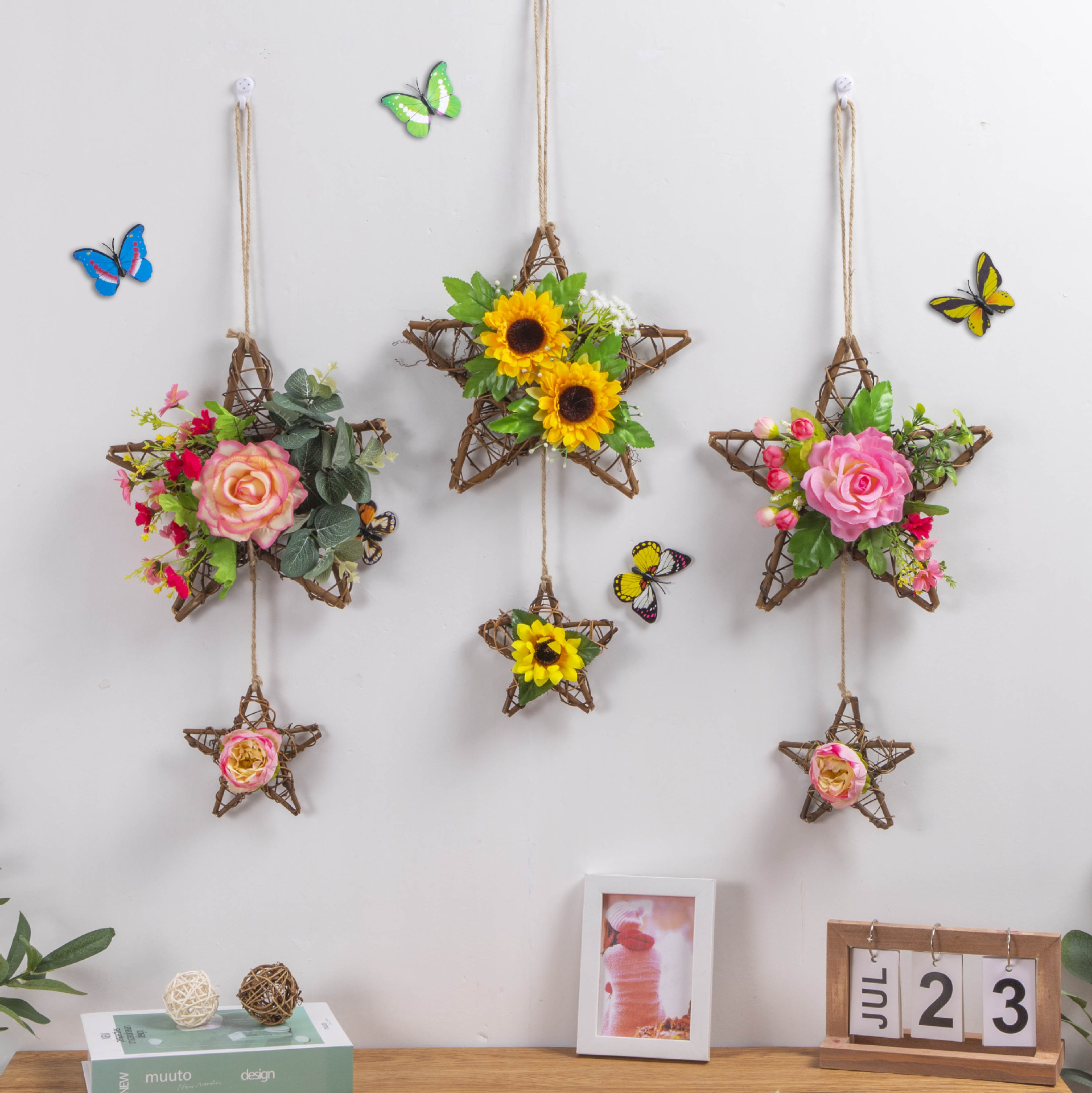 创意墙上装饰品奶茶店铺幼儿园墙壁壁挂花房间卧室内墙面挂件挂饰