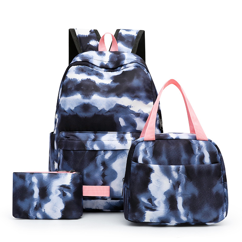 Cross-Border Three-Piece Schoolbag Student Backpack Campus Schoolbag Backpack Lunch Bag Pencil Case