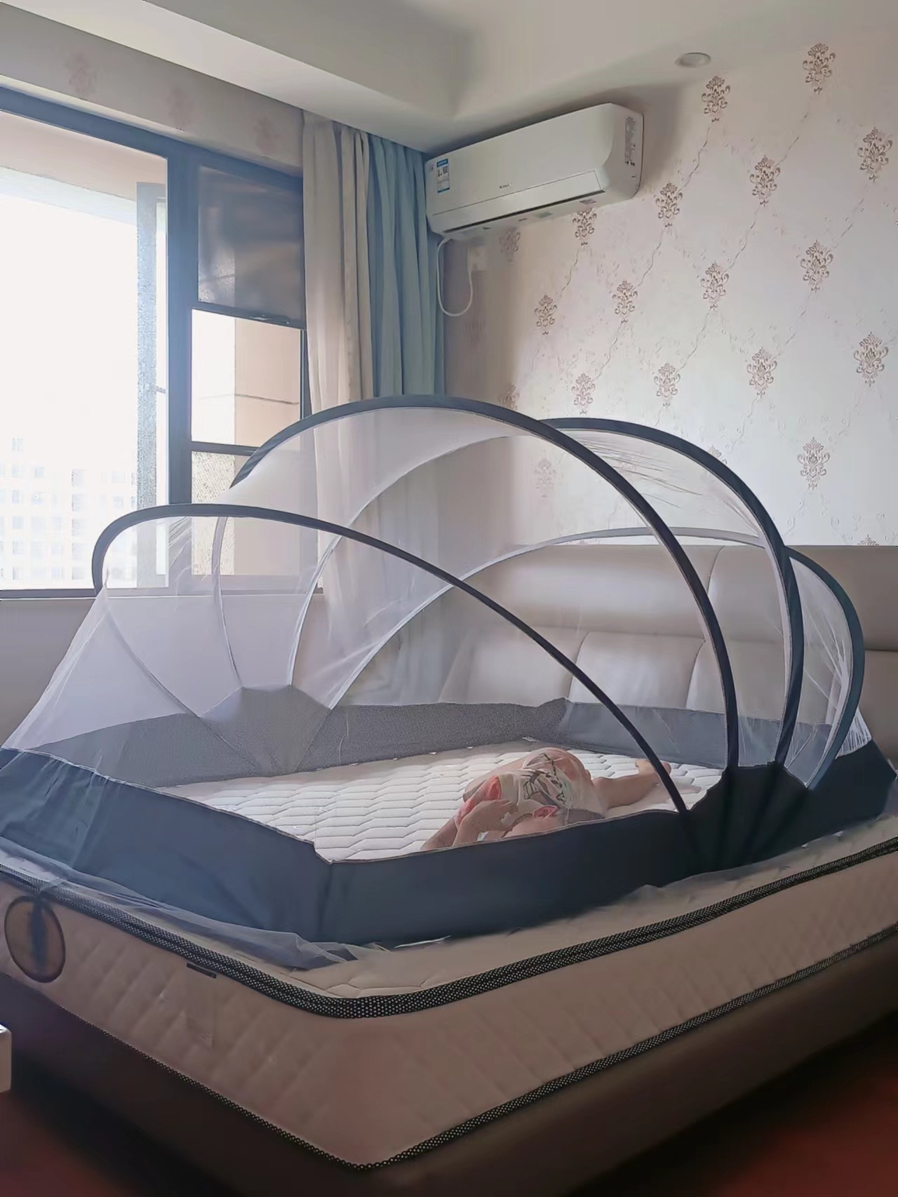 新品2022网红款折叠蚊帐纯色免安装蚊帐可折叠收纳便捷蚊帐单双人