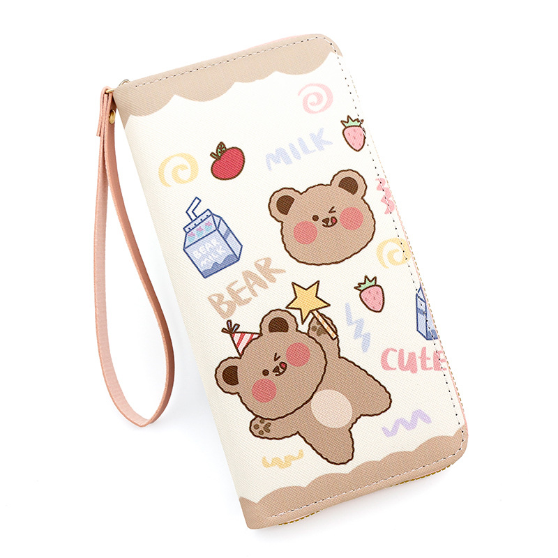 New Cute Long Cartoon Wallet Student Only Large Capacity Multiple Card Slots Zipper Mobile Phone Bag Clutch