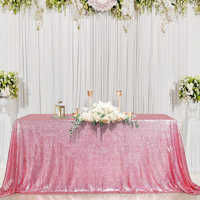 Exclusive for Cross-Border Polyester Sequins Glitter Tablecloth Hotel Wedding Banquet Square Tablecloth Party Layout Wedding Table Decoration