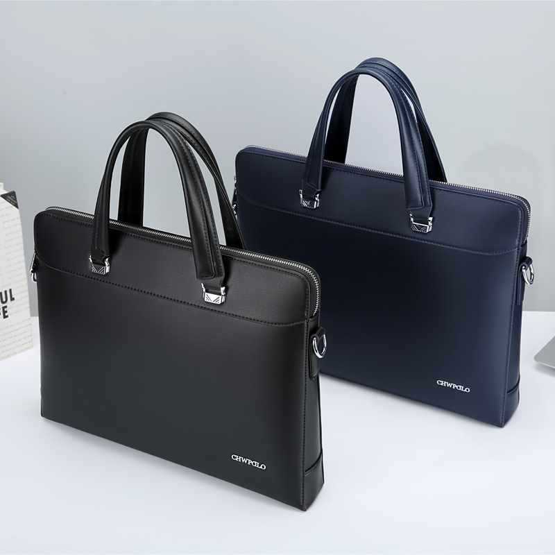 单肩斜挎保罗男士手提包简约a4潮休闲商务公文包男电脑包牛皮办公