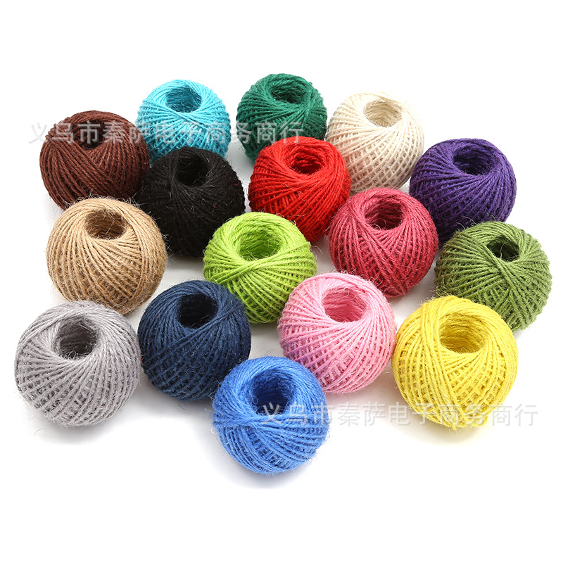 彩色麻绳50米球 照片墙装饰3股2mm圣诞麻线 吊牌绳编织装饰麻绳