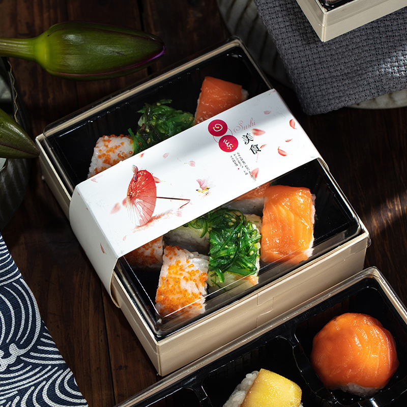 卡木龙木制包装寿司打包盒透明日式外卖商用一次性寿司盒餐盒