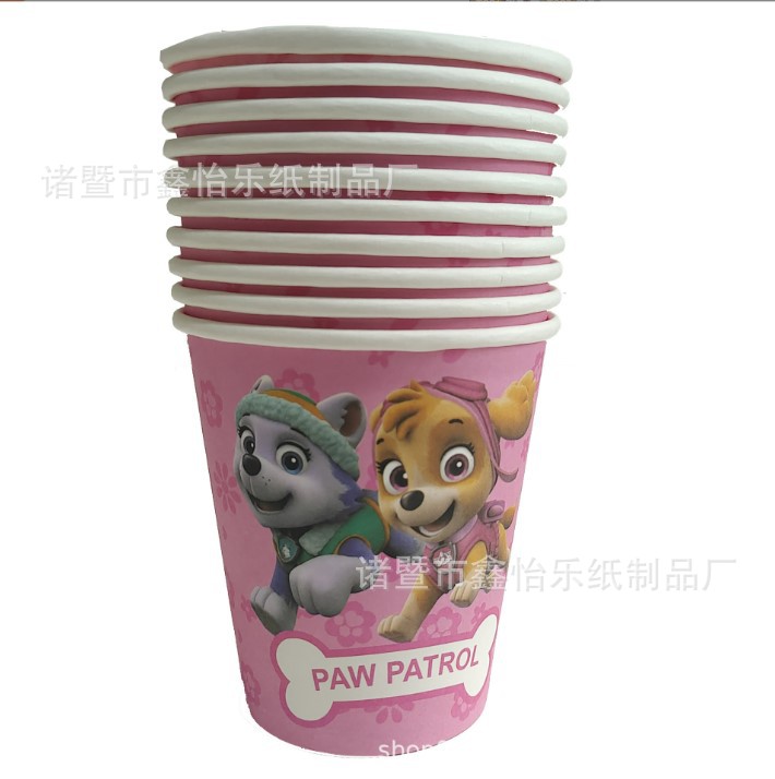 Spot Pink Paw Patrol Theme Children's Birthday Party Tissue Paper Cup Paper Pallet Tablecloth Decorations Arrangement Props