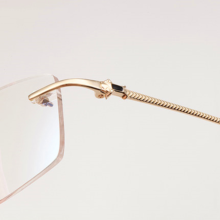 精制18k金眼镜架男无框 真黄金镜框方框商务近视镜金子 配证书