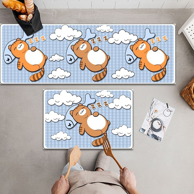 Cartoon Floor Mat Kitchen Carpet Bathroom Entrance Household Long Mat Absorbent Non-Slip Mat Stain Resistant Kitchen Pad