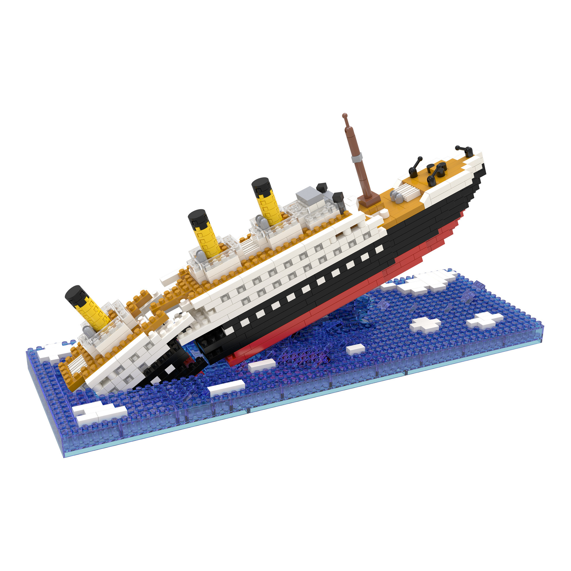 智鹰2709跨境漂流瓶泰坦尼克号船舶海盗船拼装积木玩具男女孩礼物