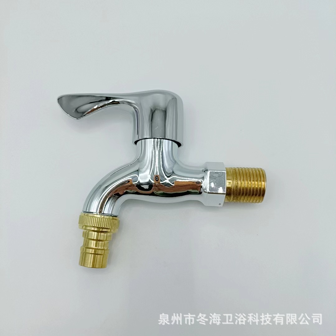 Factory Direct Supply Electroplating Plastic Core Copper Steel Tooth Steel Nozzle Balcony Mop Pool 4 Points Water Inlet Quick Open Single Cold Faucet Water Tap