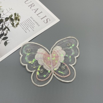 蝴蝶珠片刺绣电脑绣花牛仔口袋贴花童装胸花补丁家居服睡衣装饰