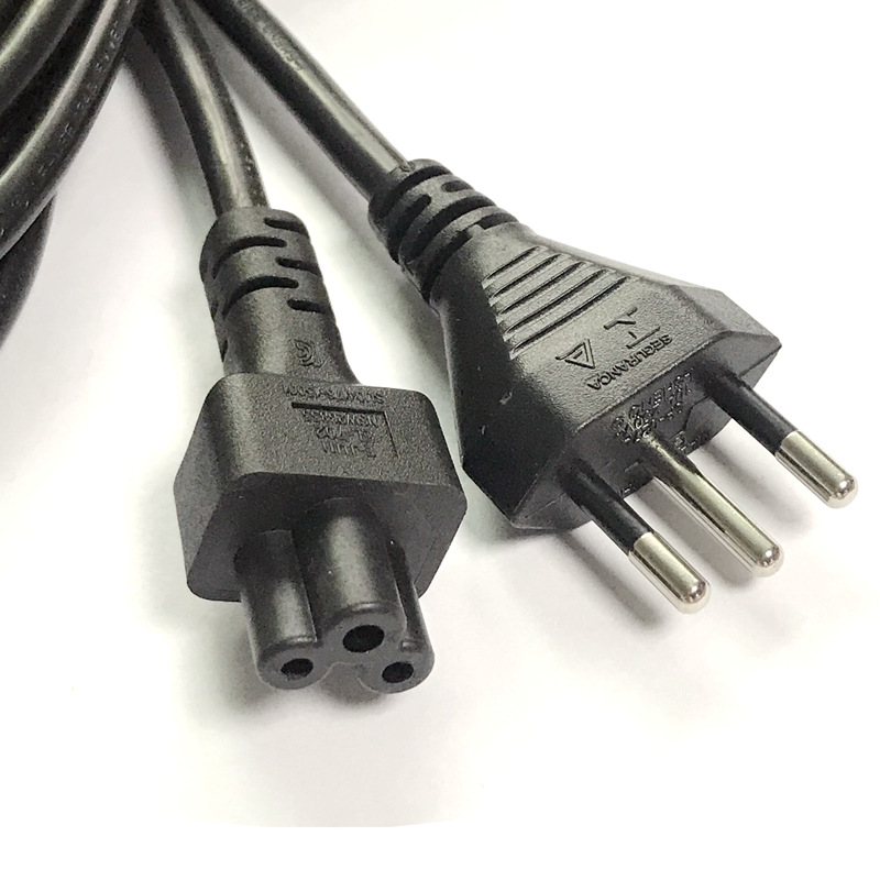 巴西规三插梅花尾电源线inmetro认证 品字型 台式电脑巴西插头线