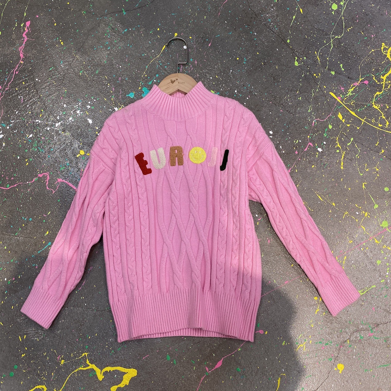 欧恰恰断码130604#120女中童韩国秋冬字母厚实半高领针织衫批发