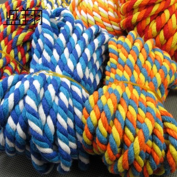 辅料彩色粗棉绳三股棉带束口绳棉包芯绳捆绑编织挂毯圆滚边嵌绳子