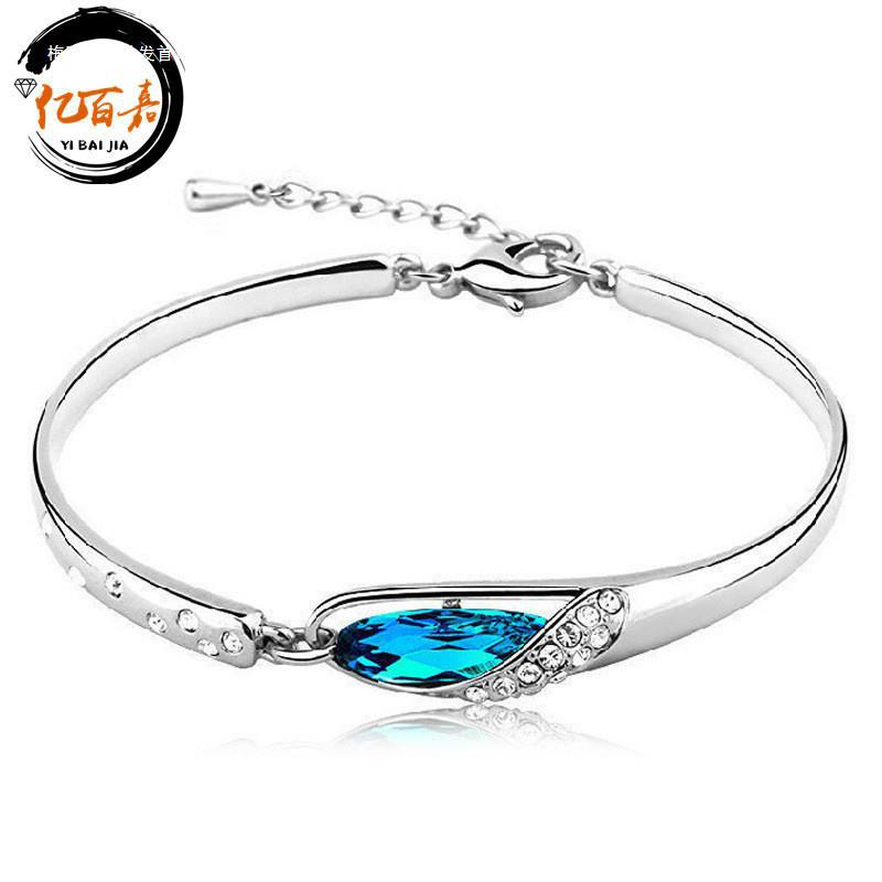 跨境玻璃鞋手镯淘宝商城热卖水晶镀银手链 镯子韩版流行饰品热卖