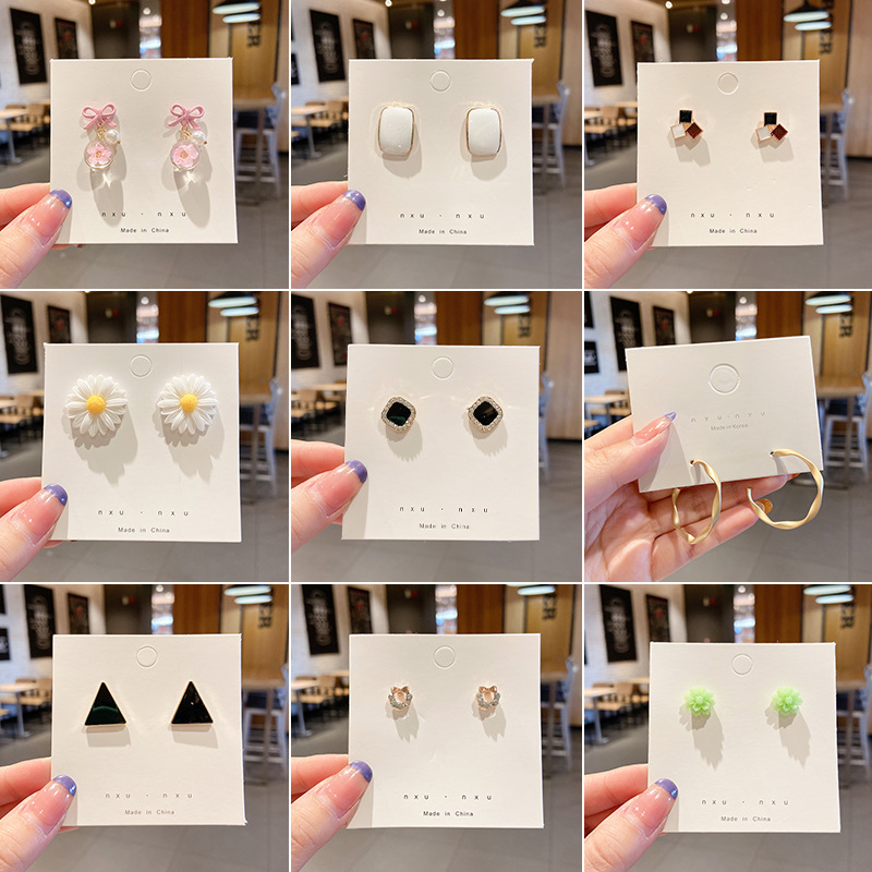 Night Market Stall Earrings for Women 2023 New Arrival Supply Earrings Simple and Compact Personality 925 Silver Pin Earrings Wholesale