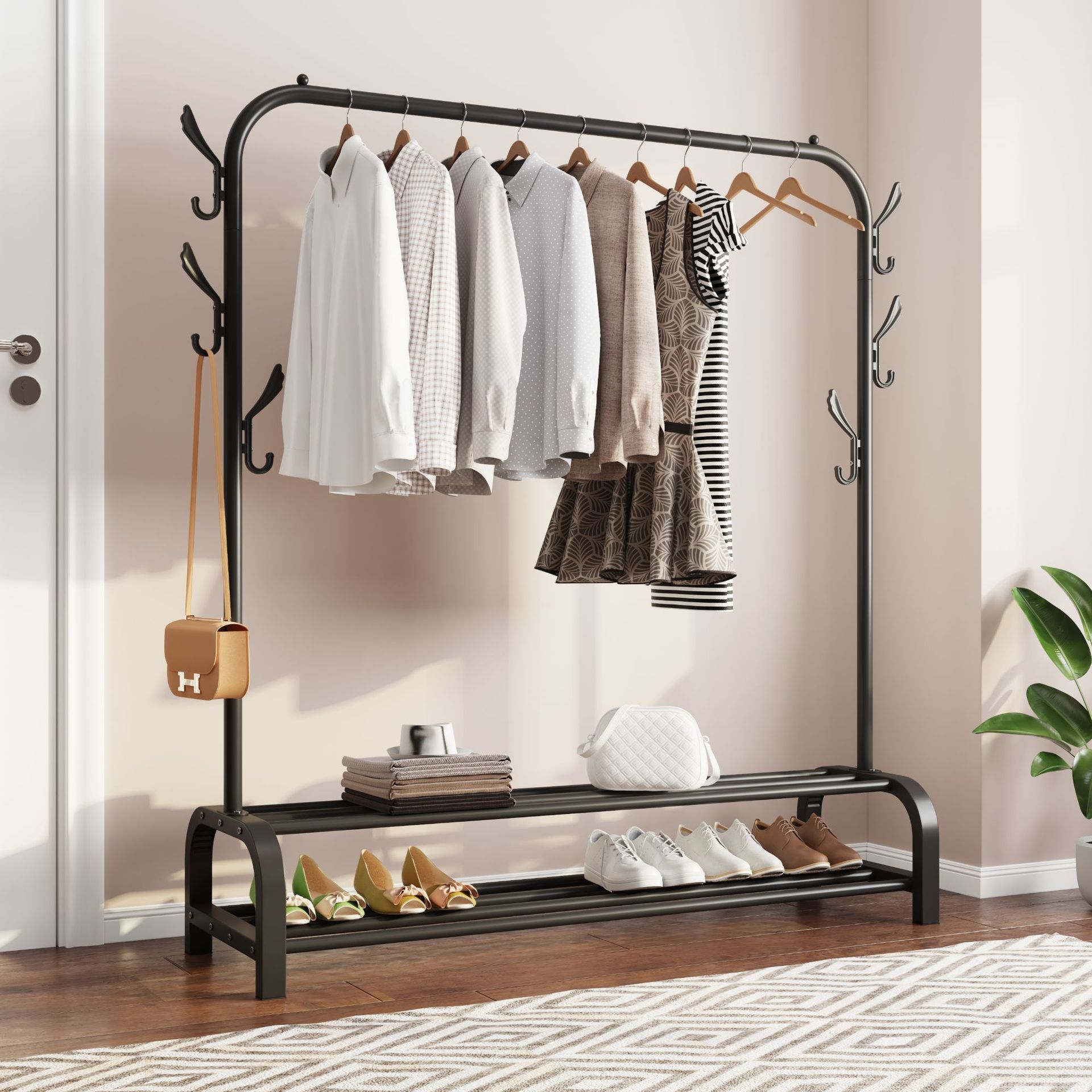 跨境晾衣杆阳台专用固定式特厚折叠晾衣架落地立式晒衣架一件起批