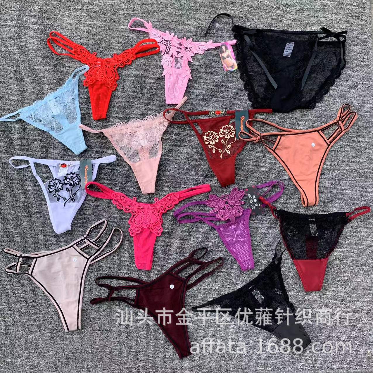 柬埔寨外贸蕾丝女裤 巴西低腰无痕丁字裤镂空情趣内裤mix t-back