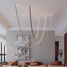 现代简约设计师创意皮带灯艺术别墅客厅斜顶挑空loft复式楼梯吊灯