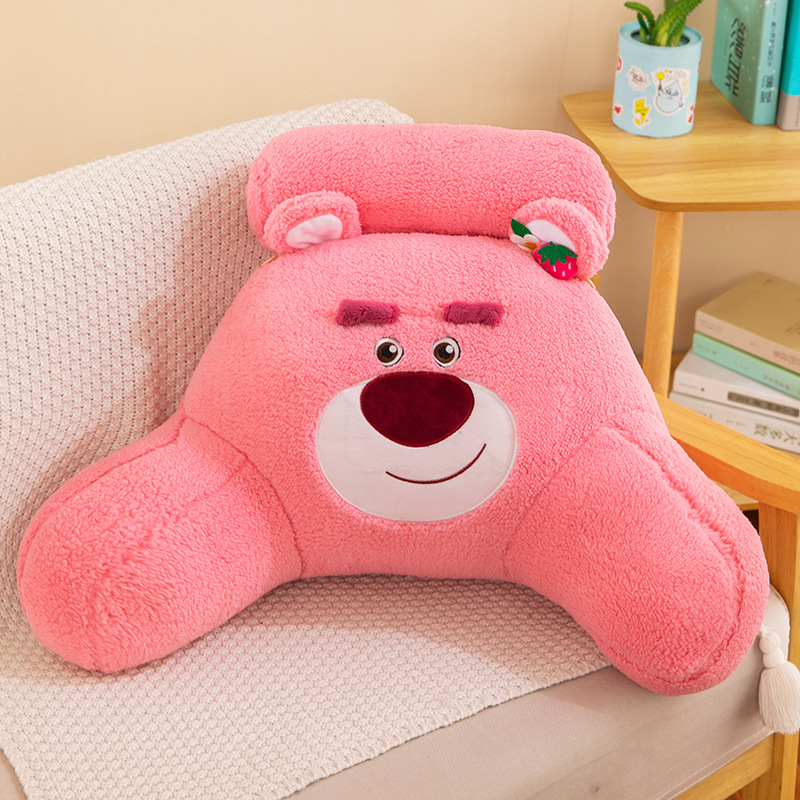 High-Profile Figure Office Cushion Cartoon Lumber Pad Dormitory Soft Bag Bed Backrest Waist Support Pillow Strawberry Bear