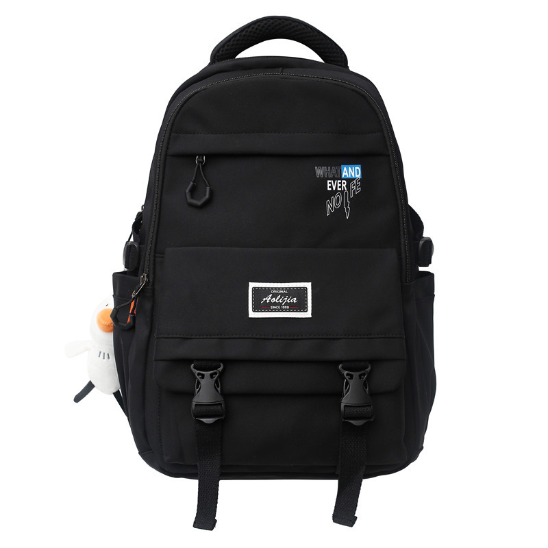 2022 New Schoolbag Female Middle School College Students' Backpack Large Capacity Solid Color Campus Street Fashion Backpack Wholesale