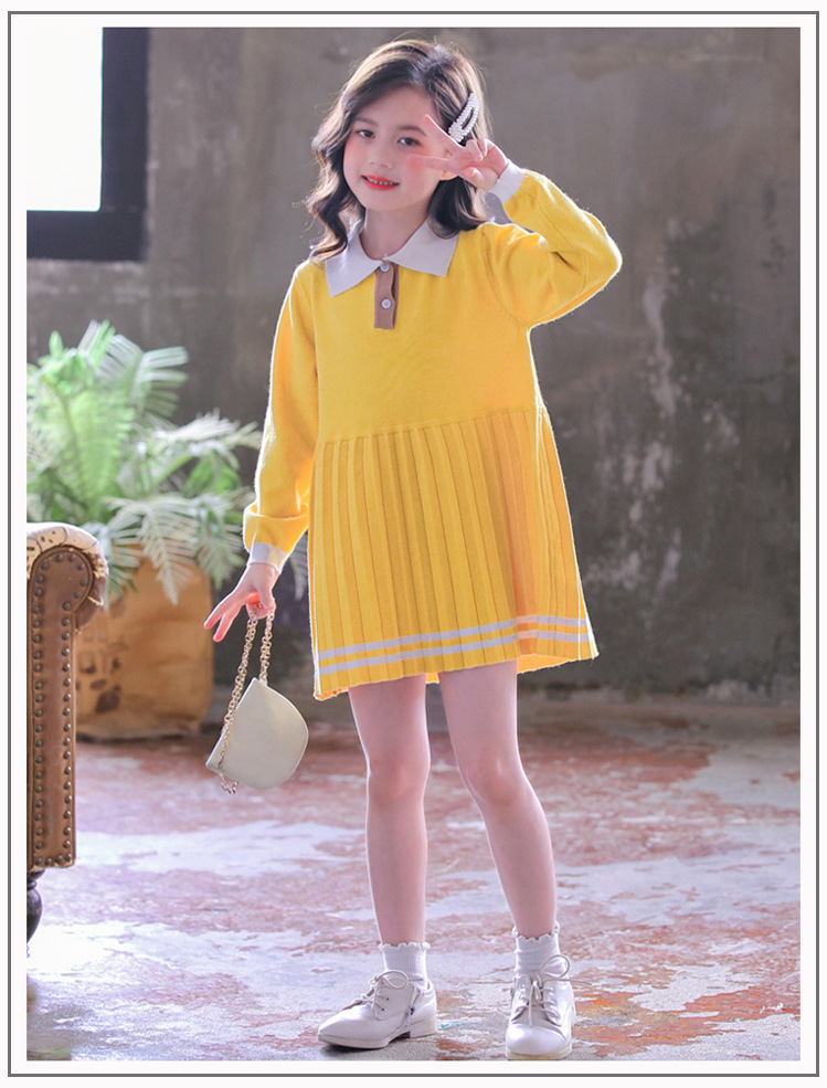 女童针织连衣裙秋冬2020新款小女孩毛衣毛线裙子超洋气网红童装