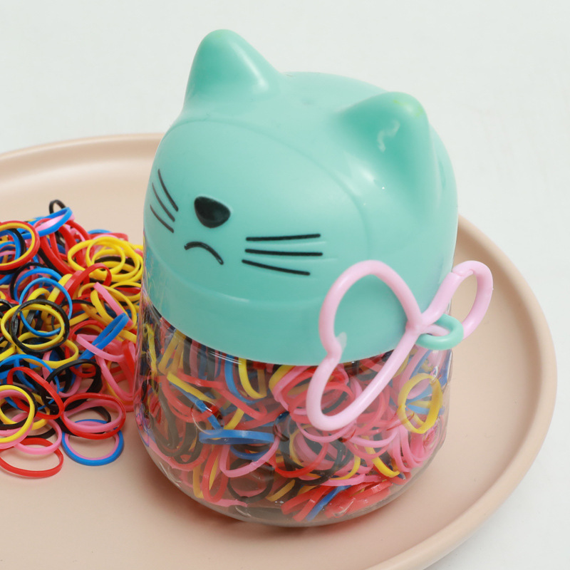 New Cute Cat Disposable Color Strong Pull Constantly Children's Hair Band Thickened Baby Does Not Hurt Hair Small Rubber Band