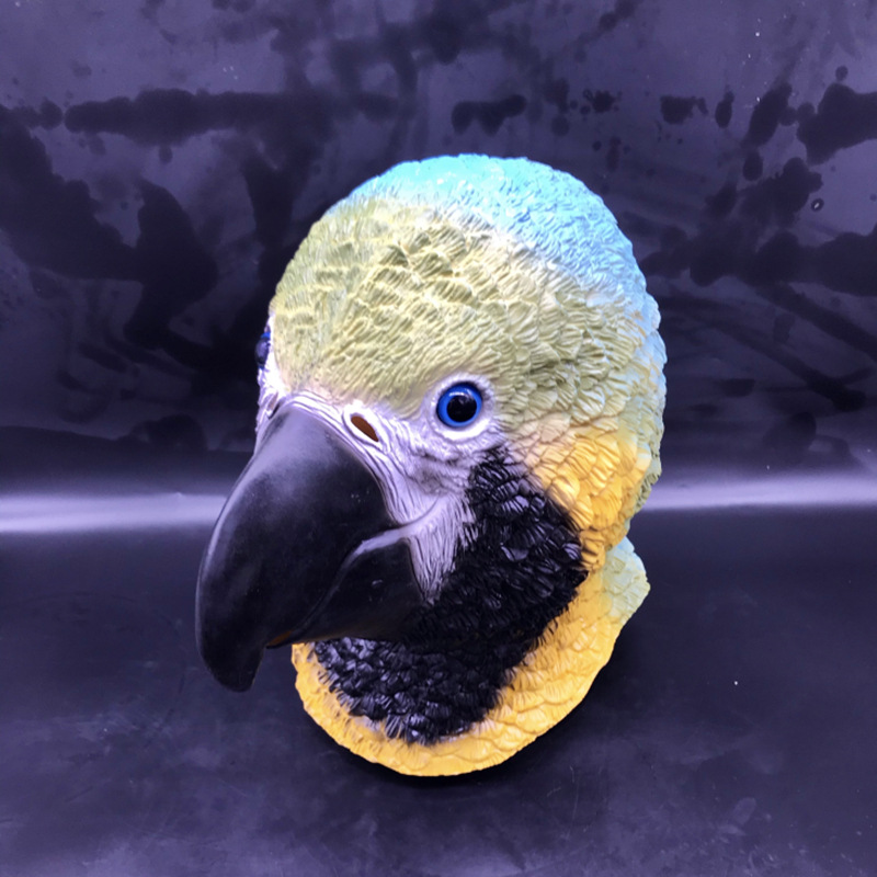 彩色鹦鹉动物乳胶面具头套化妆舞会万圣节表演鸟面罩头套mask