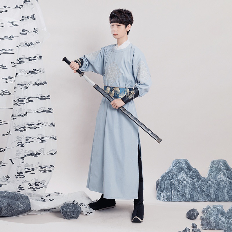 圆领袍长衫明制中国风唐制汉服男装秋款古风男女同款-阿里巴巴