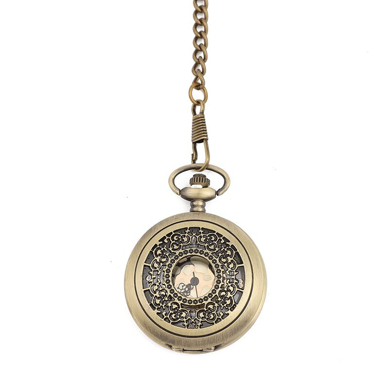 Flip Hollow Retro Pocket Watch Classic Antique Thick Chain Quartz Pocket Watch Cross-Border Hot Pocket Pocket Watch Wholesale