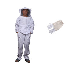 防蜂服养蜂衣白色加厚防蜂衣分体防蜂衣连体防蜂衣羊皮手套