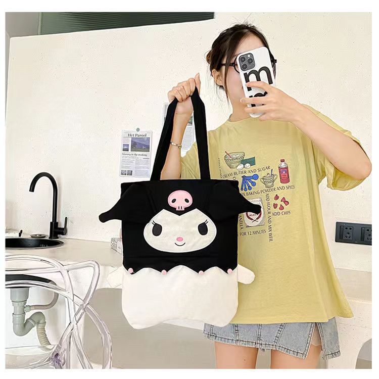 Big Bag Big Ear Dog Melody Casual Shoulder Bag Portable Shopping Bag Trendy Cute Cartoon Shoulder Canvas New