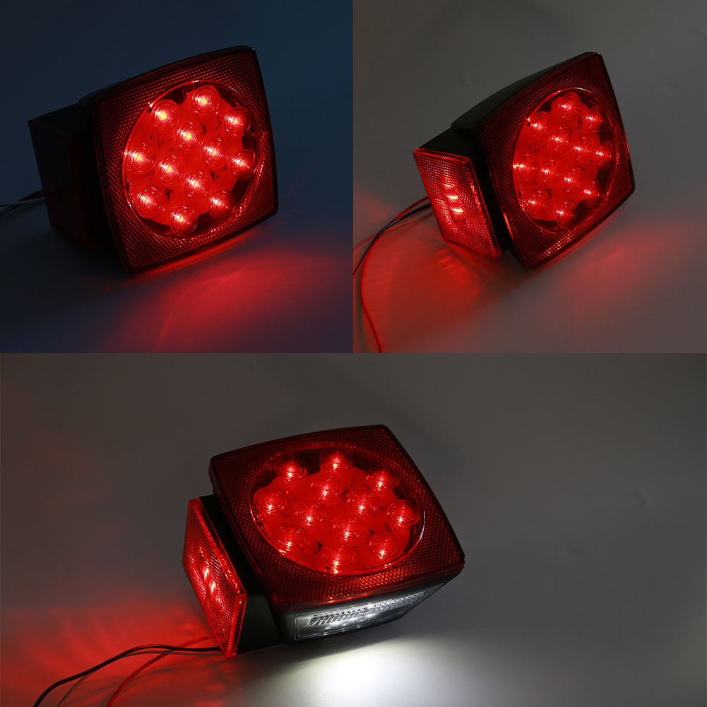 12led汽车货车拖车挂车皮卡后led尾灯 刹车带牌照灯 12v24v