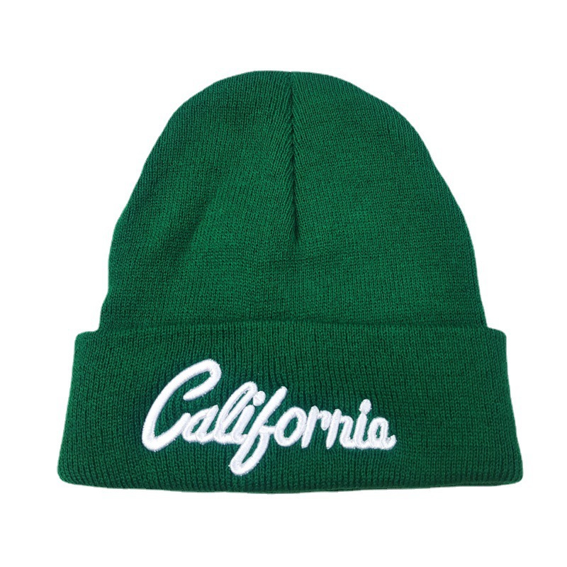 Cross-Border California Embroidery Knitted Hat European and American Men's and Women's Autumn and Winter Warm Pullover Cap Ski Wool Hat