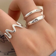 周大生适用925纯银爱心环绕戒指女轻奢素圈食指戒尾戒小众高级感