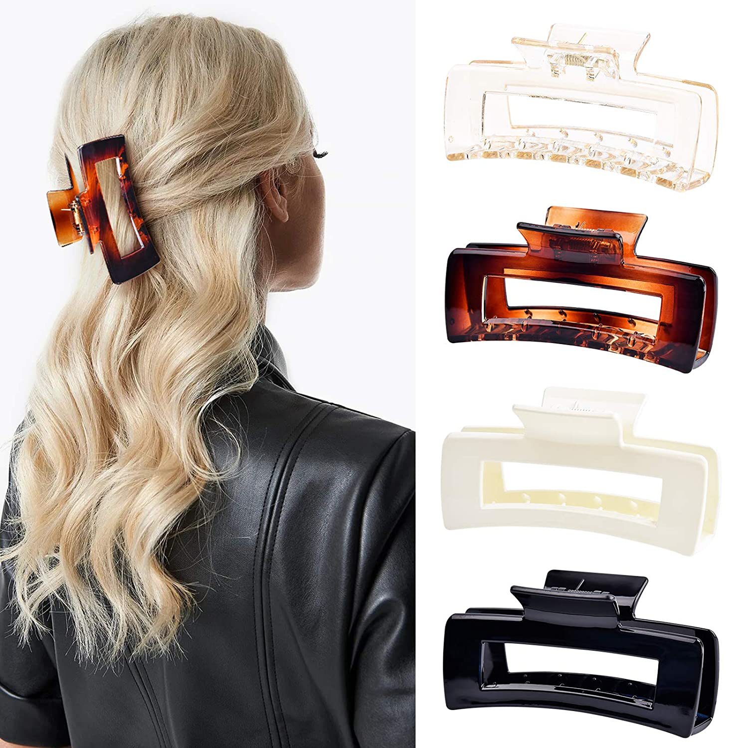 European and American Amazon Hot Sale Hair Accessories Women's Frosted Rectangular Grip Updo Claw Clip Simple Back Head Ponytail Hair Claw