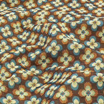 红棕撞色 加厚硬挺廓形复古小花提花面料时装服装外套包包布料