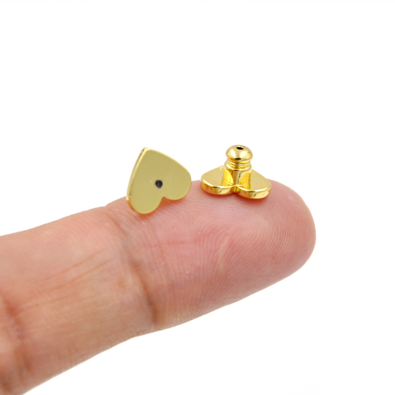 Pure Copper Plating 18K Gold Earplug Heart-Shaped Bullet Frisbee Earrings Back Plug European and American Earrings Back Plug Ornament Accessories