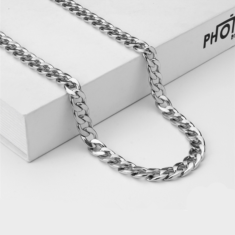 Stainless Steel NK Chain Men's Cuban Necklace Titanium Steel Necklace Female Hiphop European Hip Hop DIY Ornament Accessories