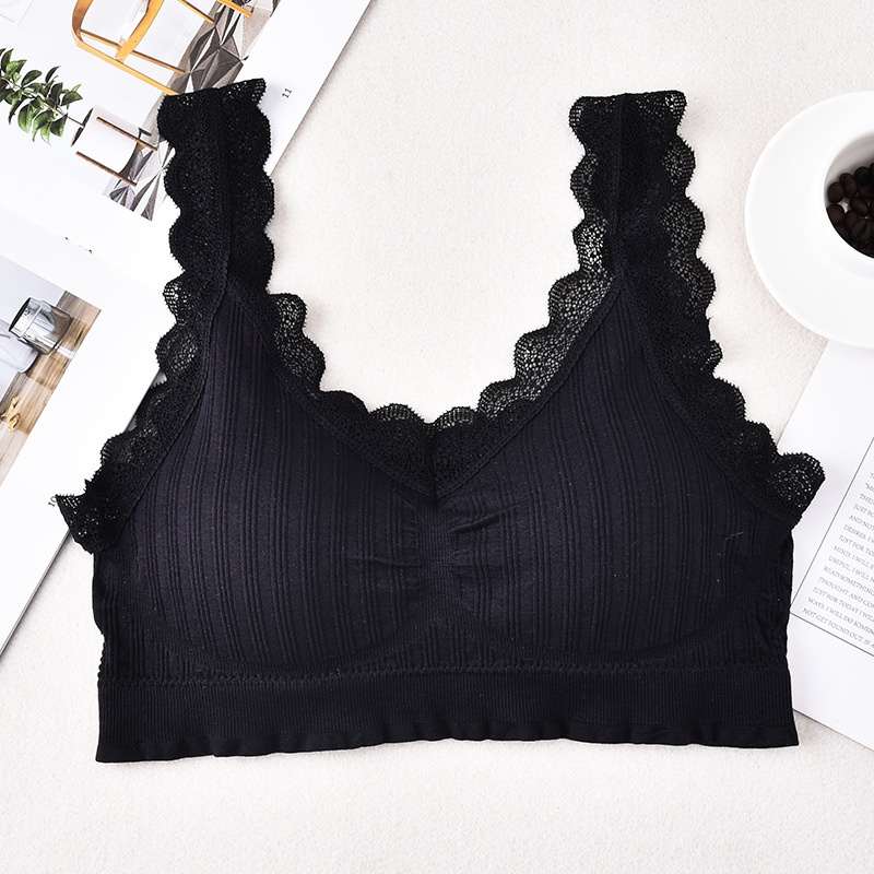 New V-neck Lace Beautiful Back Tube Top without Steel Ring Maiden Sexy Tube Top Underwear Anti-Exposure Sports Bottoming Vest