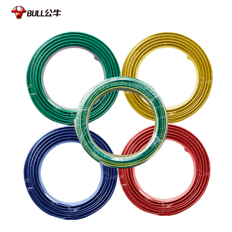 公牛bv电线家用单芯单股硬线纯铜芯家装铜线100米/卷 4平