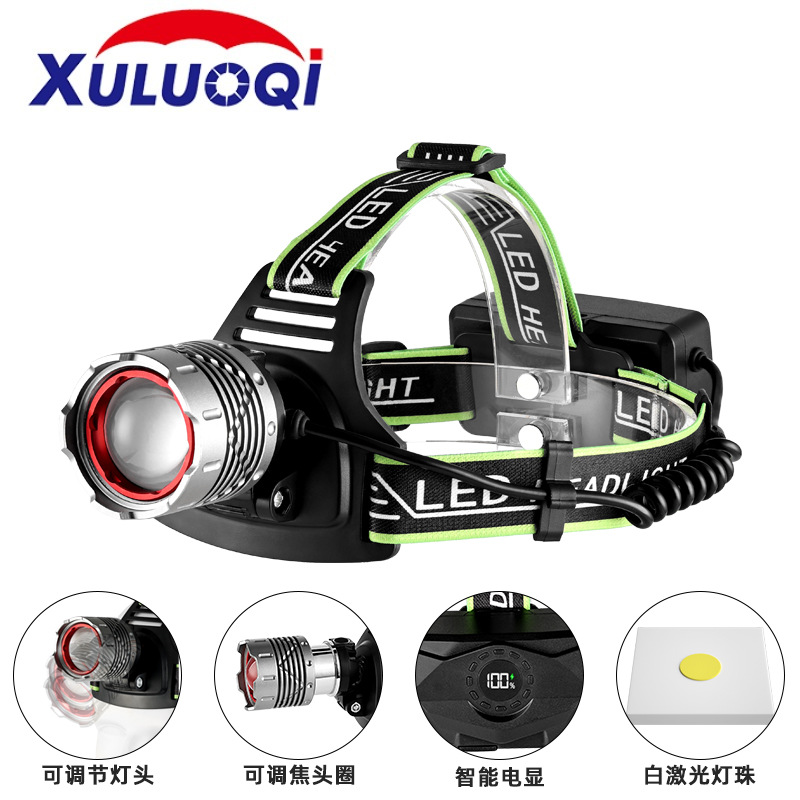 跨境新款伸缩变焦强光头灯户外钓鱼头戴式手电超亮充电防水头灯