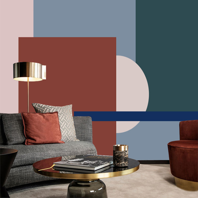 北欧现代简约几何色块电视背景墙布客厅卧室艺术墙纸莫兰迪色壁纸