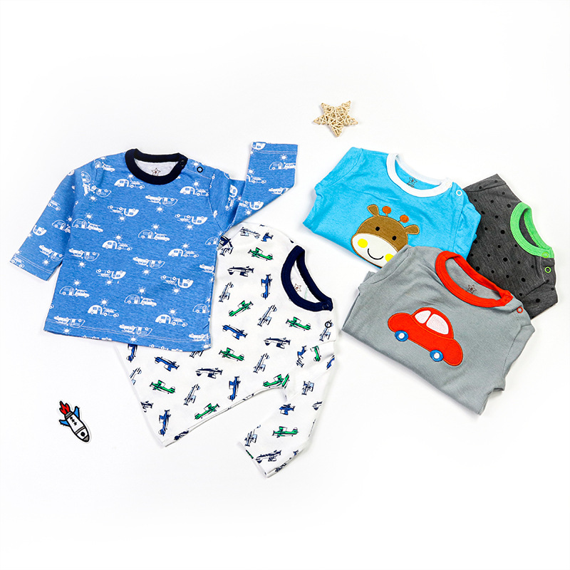 2022 Spring and Summer New Foreign Trade Cross-Border Children's Clothing Gift Box round Neck Cartoon All-Match Long-Sleeved T-shirt Top Mixed Batch